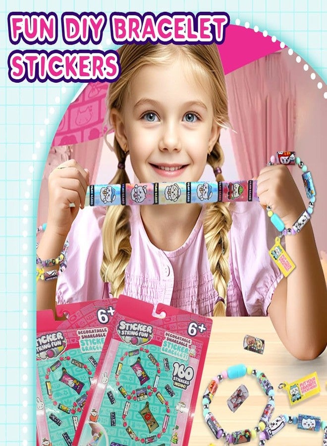 PATPAT®DIY Sticker Rolls Bracelet for Girls 160Pcs Cartoon Stickers Included, DIY Sticker Bracelet Making Kit with Spacer Beads & Charms, Stickers Bracelet Making Kit, Children's Day Gift,Multi Color - Image 5